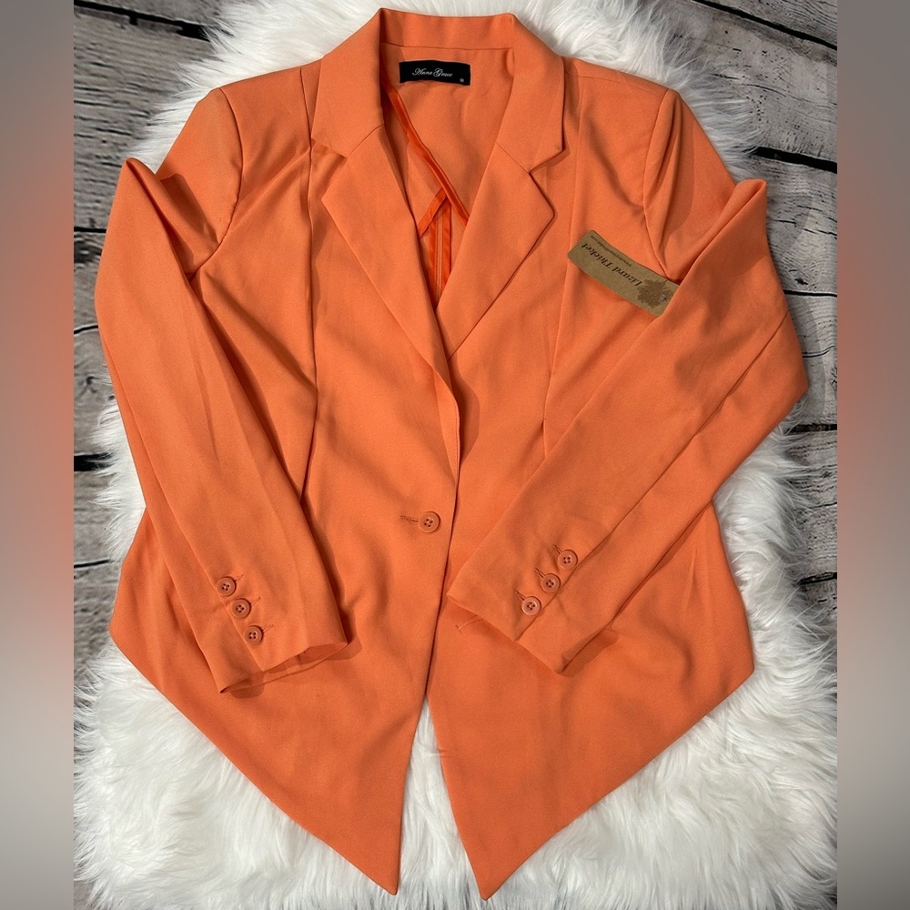 Anna Grace Orange One Button Blazer Size M - Picture 7 of 12